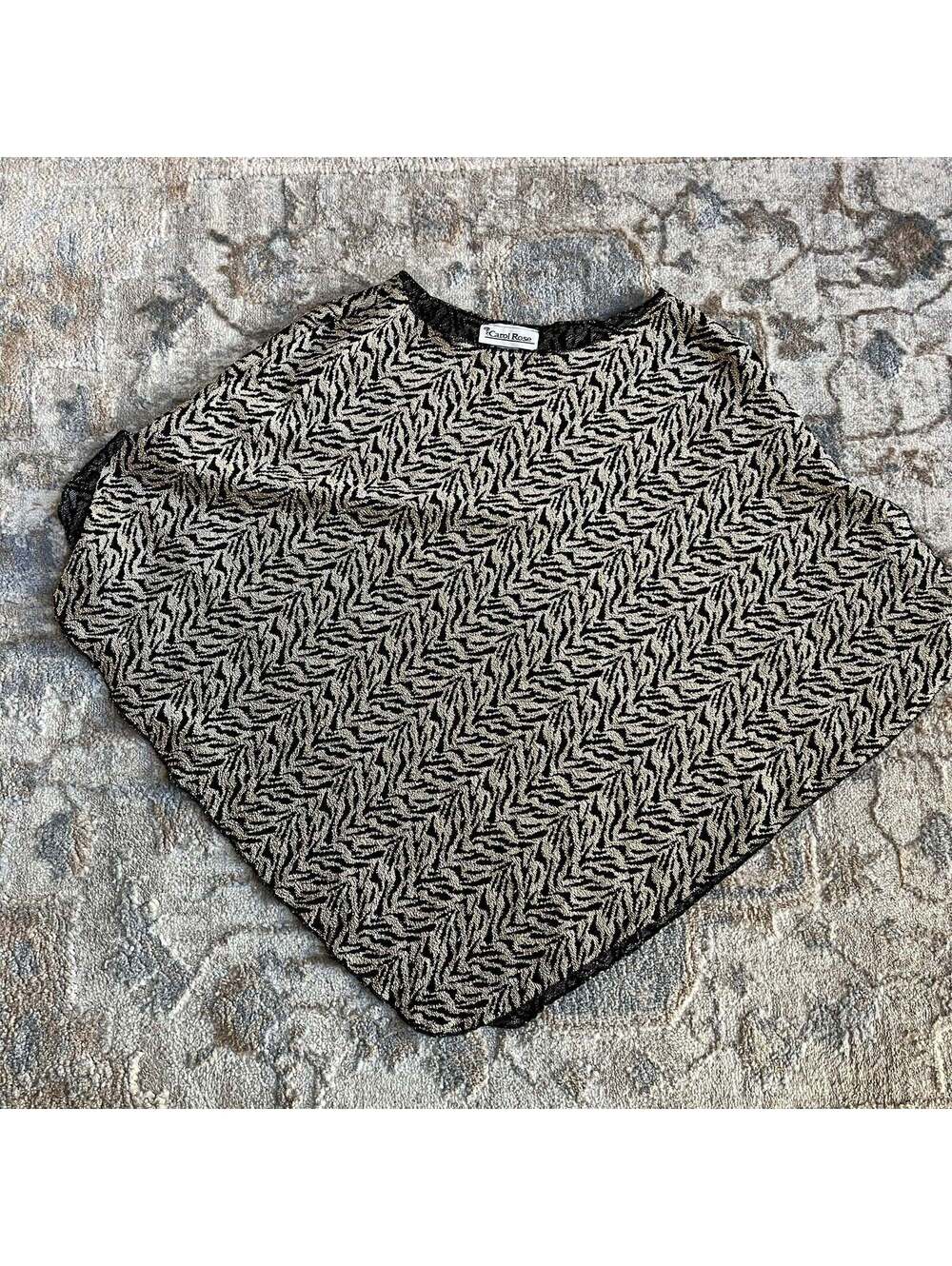 Black & Gold Vintage Shawl (OS)